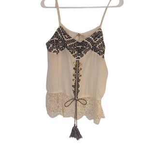 BKE Embroidered Lace Trim Cami/Tank Size L GUC